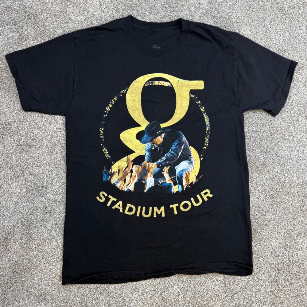 Garth Brooks Stadium Tour T-Shirt Mens Medium Black Gold Country Music Concert
